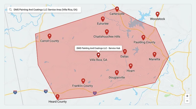 Service Area Map for DMS Painting in Villa Rica